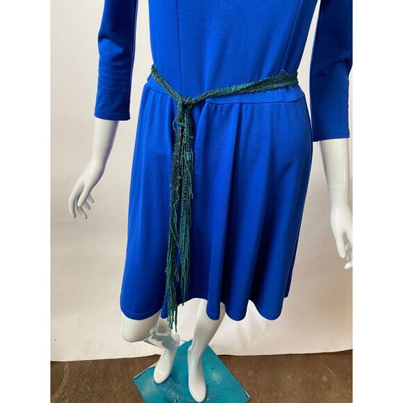 Nine West Green & Blue Beaded Fringe Tie Belt/Neck Accessory - Picture 9 of 11